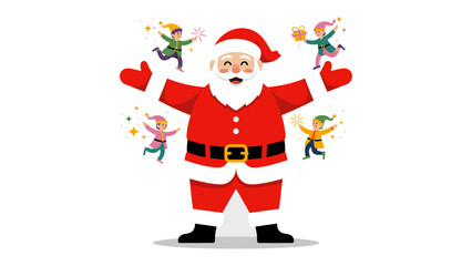 Christmas Joy: A jovial Santa Claus surrounded by happy elves, spreading cheer and the spirit of Christmas. A festive celebration with elements of magic and wonder.