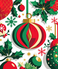 Bright festive decorations come together in a cheerful holiday scene filled with vibrant colors and joyful symbols