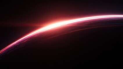 Arc of luminous light across a black background, evoking energy and space