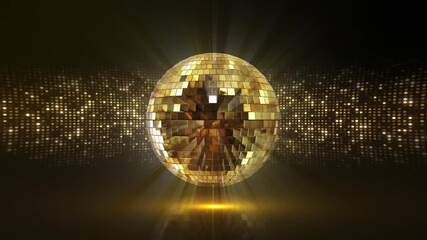 Animation of light floating disco ball. Mirror reflect disco ball Nightlife disco party glamour concept, digital nightclub party background photo. Disco, party, music, dancing, fun nightclub concept - Powered by Adobe