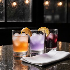 cocktail in a glass with fresh fruits and mint