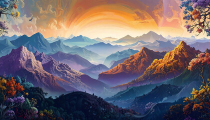 sunrise over the mountains