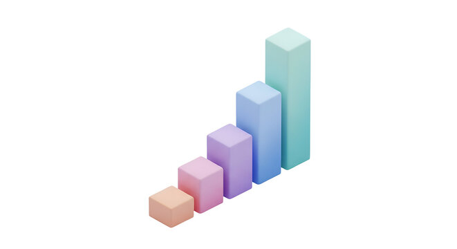 3d icon of a colorful 3d bar graph showing growth, representing business success and progress - Powered by Adobe