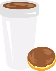 Delicious Hot Coffee and Chocolate Glazed Doughnut
