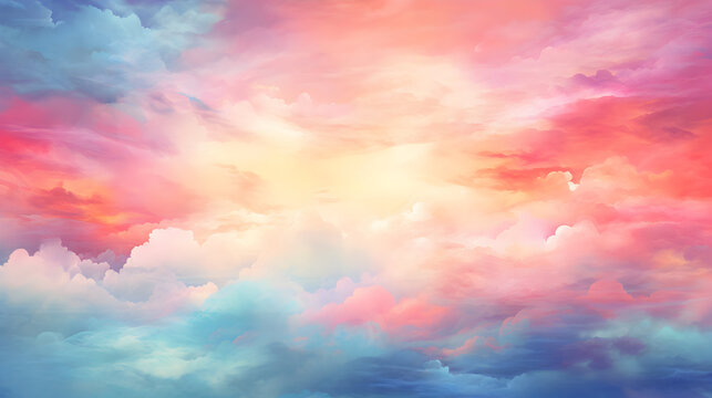 Colorful abstract gradient blends reds, blues, and yellows, creating dreamy clouds for digital wallpaper, branding, and social media design.