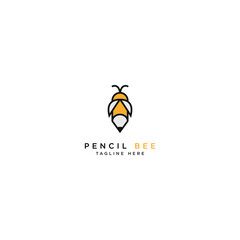 pencil bee logo vector icon illustration template