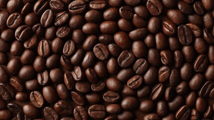Obraz premium Perfectly ordered coffee beans arranged in precise concentric circles, creating a visually satisfying symmetrical coffee background with a spiral effect of roasted brown beans
