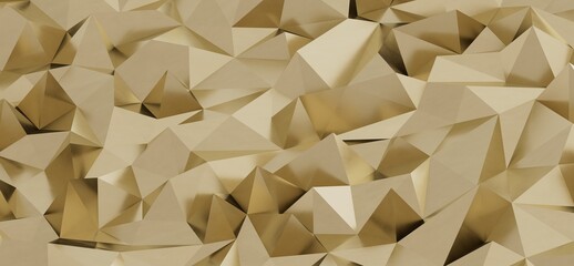 Abstract low poly background. Golden geometric shapes. Elegant 3D digital illustration design.