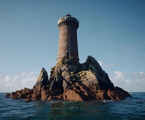 Iconic lighthouse architecture amidst a blue sky