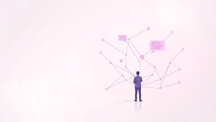 Abstract digital connections and modern communication concept on clean background.