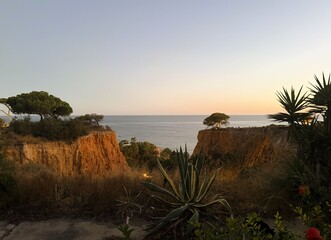 Rocks and cliffs along Lagos Faro Portugal Ocean cliffs