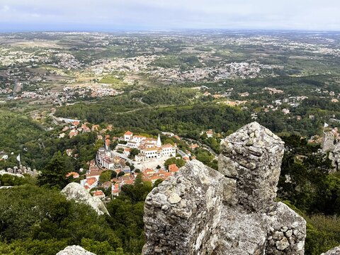 View of town from moorish castle cintra portugal