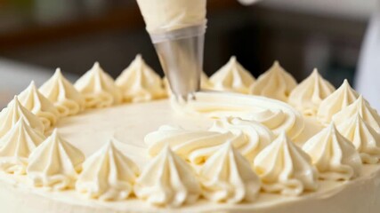 Elegant cake decoration with sweet creamy frosting design.