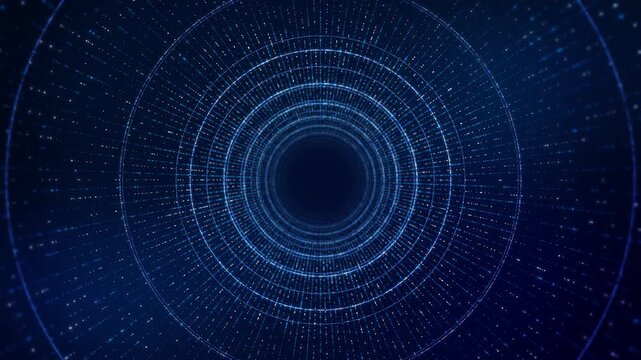 Technology background Hi-tech concept innovation abstract background. Moving HUD circles with electronic elements on dark blue background. Digital tech backdrop. Computer circuit board for AI design.
