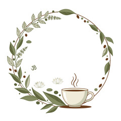 Calm Yoga Coffee Wreath Frame with Botanical Elements