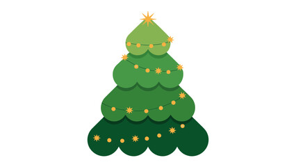 Festive Evergreen: A vibrant green Christmas tree decorated with twinkling lights and a radiant star at its peak, symbolizing the magic and joy of the holiday season.