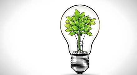 Green Plant Growing Inside a Light Bulb Symbolizing Eco-Friendly Ideas.