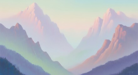 Fototapeta premium Majestic Mountain Range at Dawn - A Serene Landscape.