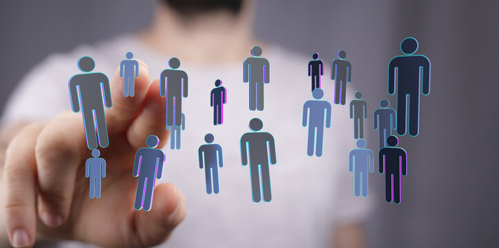 Connecting people and networks. Business people with digital interface. Conceptual representation of community,