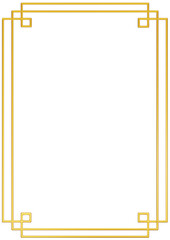 Chinese Simple golden geometric frames are isolated on black background. Luxury gold borders for invitations, luxury templates, and decorative patterns. Chinese border design. 3D png illustration.