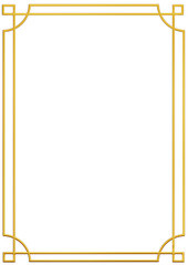 Chinese Simple golden geometric frames are isolated on black background. Luxury gold borders for invitations, luxury templates, and decorative patterns. Chinese border design. 3D png illustration.