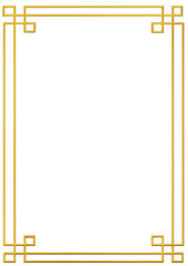 Chinese Simple golden geometric frames are isolated on black background. Luxury gold borders for invitations, luxury templates, and decorative patterns. Chinese border design. 3D png illustration.