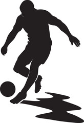 Dynamic Silhouette of a Soccer Player Kicking Ball with Artistic Shadow Effect