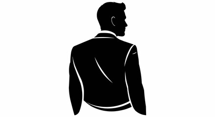 Silhouette of a Man in a Suit Looking Over His Shoulder.