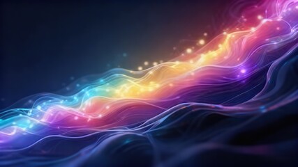Abstract Neon Light Flow Energy Art, Dynamic Glowing Digital Visual Effect for Tech Theme Background, Music Festival Poster, Creative Advertising and Futuristic Design.
