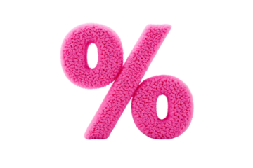 3d icon of a pink fluffy percentage sign