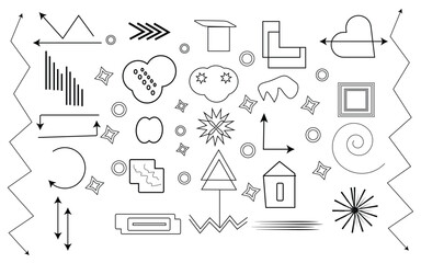 set of doodle icons white background