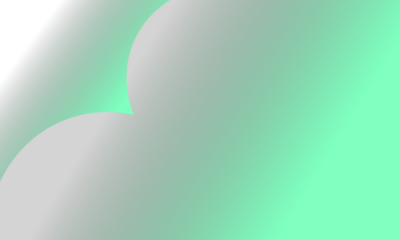 Vibrant mint green abstract gradient with subtle curved shadow isolated on transparent background