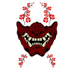 oni mask tattoo skate illustration
