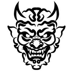oni mask tattoo skate illustration