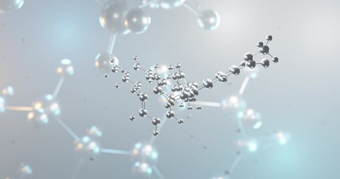 Nintedanib rotating 3d molecule, molecular structure of antifibrotic seamless video
