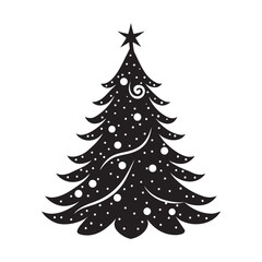 Starlit Snow Christmas Tree Silhouette Artwork