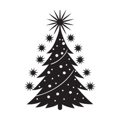 Winter Starburst Christmas Tree Silhouette Art