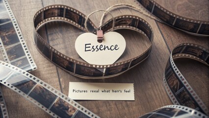 Film Strip Arranged Into a Heart Shape With Essence Tag