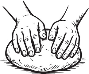  Human hands kneading dough out line silhouette vector