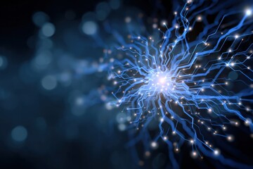 Obraz premium Abstract representation of a digital network with glowing blue lines