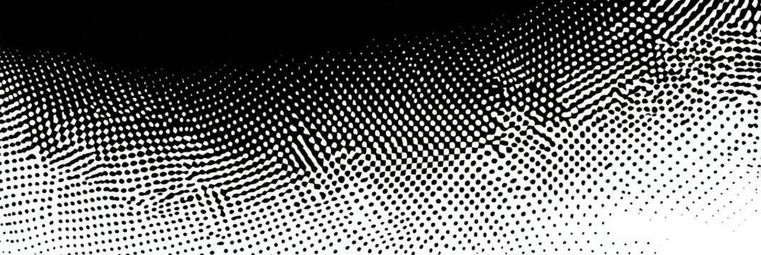 Abstract black and white halftone pattern with dots and gradients