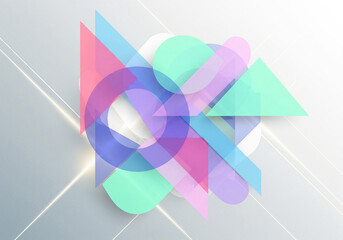Abstract Geometric Shapes Overlay A Futuristic Blend of Colors and Forms in a Modern Design Concept