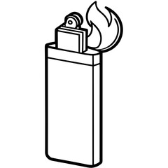 Gas lighter line art vector