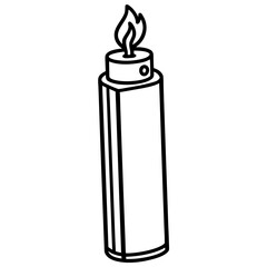 Gas lighter line art vector