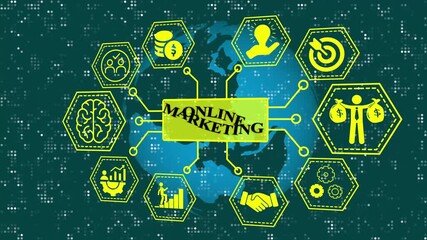 online digital email marketing strategy concept, Futuristic Icons Business Profit Growth Visualization Graphic. Global Revenue Growth Concept Animation – Digital Network. - Powered by Adobe