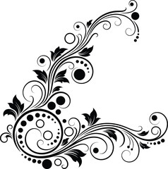 Floral vector design decorative ornament swirl flourish black and white eps silhouette
