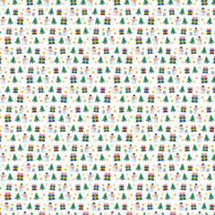 Christmas Pattern with Snowman and Presents