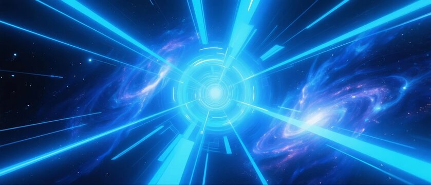 Blue light tunnel in space