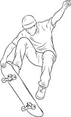 Young Person Performing a Skateboarding Trick in Mid Air