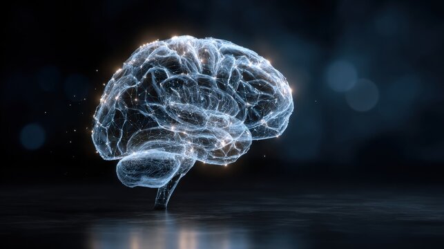 Abstract glowing neural network brain concept